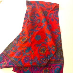 Liz Claiborne Silk Head Neck Handbag Scarf 51”x10” Vibrant!